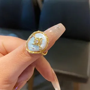 Elegant gold-plated baroque pearl ring with sparkling zircon accent for stylish women