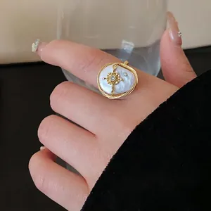 Handcrafted gold plated baroque pearl ring featuring a zircon star motif for women