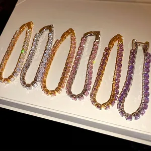 Elegant 18k gold plated tennis bracelets featuring sparkling square cubic zirconia crystals.
