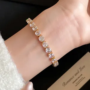 Elegant 18k gold plated zircon tennis bracelet for women, sparkling luxury jewelry