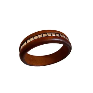 Armreif aus dunklem Holz im neuen chinesischen Stil mit Metalleinlage