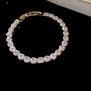 Elegant 18k gold plated zirconia tennis bracelet with a brilliant sparkle and square clasp
