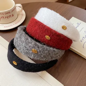 Collection of five fuzzy Korean style wide headbands for a high-top hair styling look