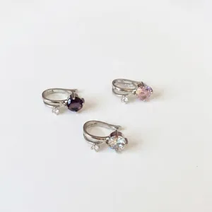 Elegant double-layer ear cuffs with round zirconia stones in three colors for women.