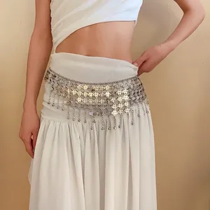 Chaîne de taille vintage en métal avec glands et clochettes pour femmes