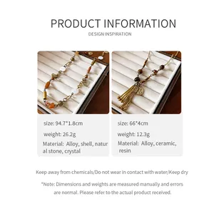 Detailed specifications for new Chinese style ethnic ceramic and stone long sweater chains