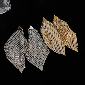 Fashion Individual Irregular Triangle Sequin Mesh Drop Earrings With 925 Sterling Silver Earring Post Cool Style Copper Jewelry For Women Banquet Party