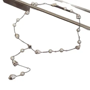Collar de perlas con pliegues irregulares diseño retro minimalista elegante para mujeres