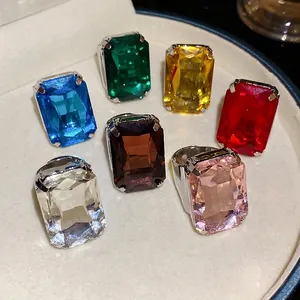Anello Regolabile Aperto in Rame con Strass in Stile Palazzo Vintage per Donna Elegante Gioielli da Dito in Lusso Leggero per Feste