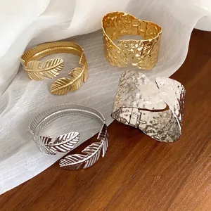 Brazalete Abierto de Hierro Minimalista Geometría Irregular Arrugada Estilo Europeo Americano Pulsera para Mujer Joyería Regalo