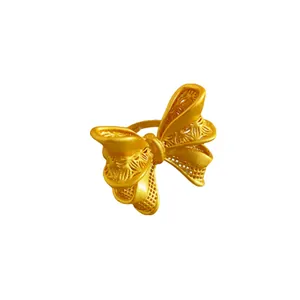 Eleganter vergoldeter Ring mit Filigran-Schleife, verstellbar im Vintage-Chinakonstil