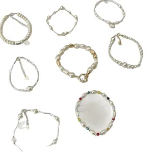 Elegant French vintage pearl bracelets set featuring diverse minimalist chic designs