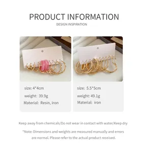 Detailed specifications and measurements for minimalist twisted gold hoop earrings set.