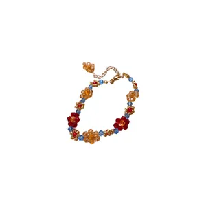 Collana di fiori di perline colorate in stile Mori dolce per un look estivo vivace
