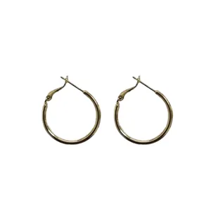 Minimalist geometric gold-toned hoop earrings with hypoallergenic silver pins for women