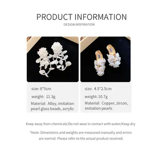 Detailed specifications for these elegant 18K gold plated pearl cluster earrings for women