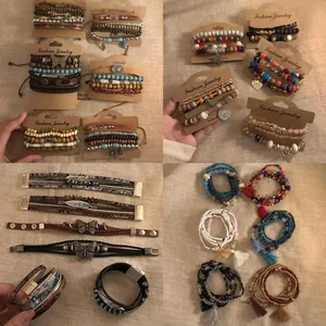 New Chinese Antique Wood Beaded Bracelet Set For Women Men Light Luxury Handmade Bangle Fashion Ethnic Jewelry Hand Accessory Gift