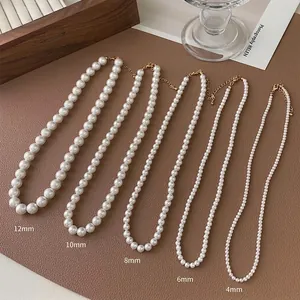 Elegant French vintage pearl necklaces in multiple sizes from 4mm to 12mm for women
