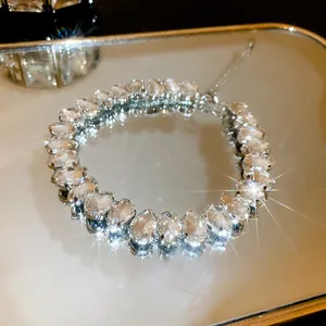 Elegant sparkling pear-shaped crystal choker necklace with silver-tone finish for women