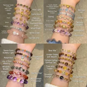Braccialetti Impilabili in Agata Pietra del Sole e Cristallo Vintage per Donna Bracciale di Perle di Pietre Preziose di Lusso Gioielli Fatti a Mano