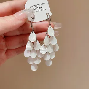 French Vintage Water Drop Tassel Dangle Earrings For Women Elegant Artificial Pearl Long Earrings With S925 Sterling Silver Post