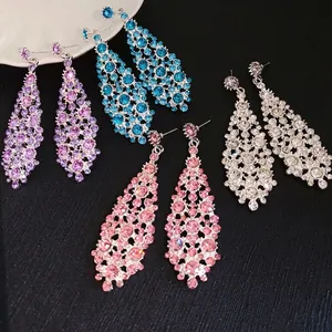 Orecchini a Goccia in Strass a Rombo Irregolare Con Perno in Argento Sterling 925 Orecchini in Lega di Moda Esagerata per Gioielli da Banchetto da Donna