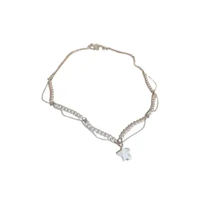 Elegant baroque pearl layered necklace with white star shell pendant for modern women.