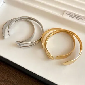 Minimalist Metal Open Cuff Bracelet For Women Vintage Water Drop Gold Silver Plated Fashion Temperament Adjustable Bangle Jewelry Gift