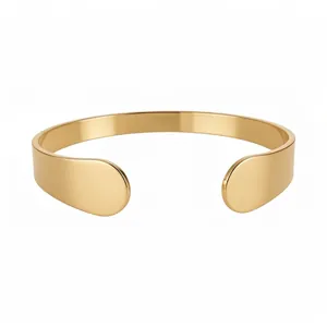 Elegant gold teardrop open cuff bracelet with minimalist retro modern design for women
