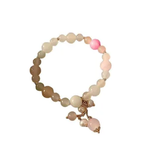 Elegant New Chinese style beaded bracelet with gradient glass beads and charm pendant