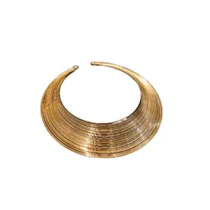 Elegant multi-layer gold metallic choker necklace for a minimalist fashion statement