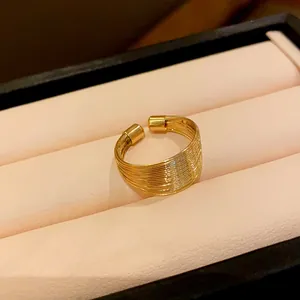 Elegant multi-strand gold wire open ring for women minimalist fashion jewelry accessory