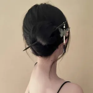 Elegant butterfly hair stick for bun, minimalist Chinese style hair accessory for women