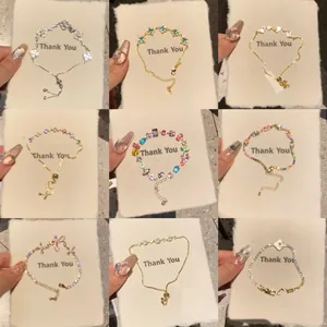 Real Gold Plated Zirconia Heart Geometric Bracelet For Women Sweet Temperament Light Luxury Adjustable Chain Bangle Jewelry