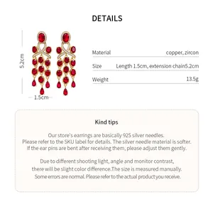 Détails et guide des tailles pour boucles d'oreilles vintage zircon rouge et argent 925