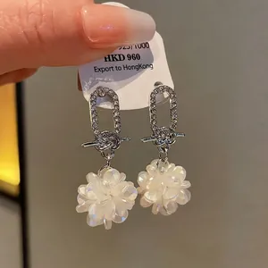 Elegante 925 Sterlingsilber Ohrstecker-Stift Blumen Ohrhänger Legierung Zirkonia Künstliche Perle Damen Mode Schmuck