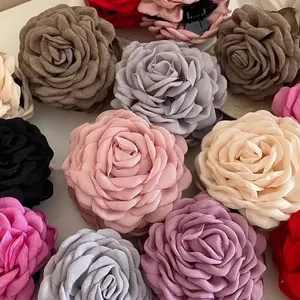 Elegant Fabric Rose Flower Hair Claw Clip For Women Handmade Floral Shark Clip Korean Style Hair Accessory Romantic Rose Design