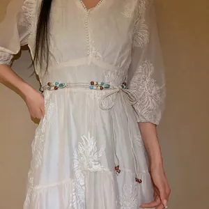 Bohemian Handmade Woven Rope Belt with Acrylic Beads and Tassels for Women Ethnic Style Waist Chain Accessory