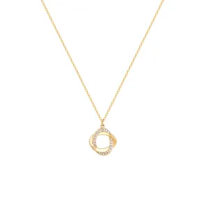 Elegante goldene Halskette mit ineinander verschlungenen Kreisen und Zirkonia-Steinen