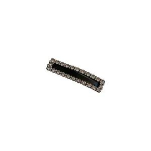 Sparkling rhinestone rectangular hair clip with black base for elegant hair styling