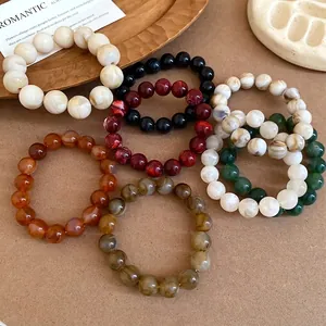 Vintage marbled resin bead bracelets in assorted colors for elegant fashion styling