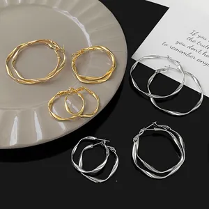 Mobius Twisted Copper Hoop Earrings for Women With 925 Sterling Silver Post Gold Silver Plated Minimalist Jewelry Gift