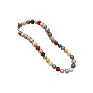 Multicolor round pearl necklace sweet beaded clavicle chain versatile neck jewelry