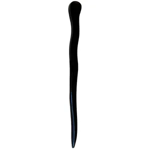 Elegant minimalist black peach wood hair stick with curved S-shape for traditional styling