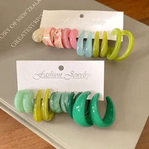 Orecchini a Bottone in Acrilico Geometrici a Forma di C Con Perno in Argento Gioielli Estivi Dolci e Freschi da Donna