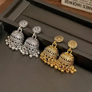 Orecchini a Goccia Boho Vintage con Frange e Sfera Intagliata Donna Perno in Argento Sterling 925 Gioielli di Moda