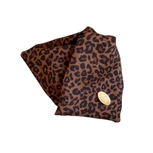 Elegant leopard print fabric hair clip for women featuring a retro triangular design