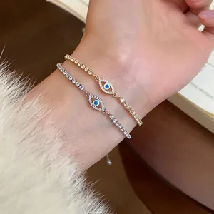 Bracciale tennis vintage Evil Eye con scintillanti zirconi in finitura oro e argento