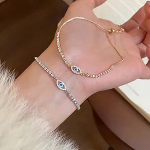 Eleganti bracciali tennis Evil Eye in argento e oro con scintillanti zirconi