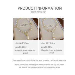 Detailed technical specifications for retro irregular imitation pearl pendant necklaces